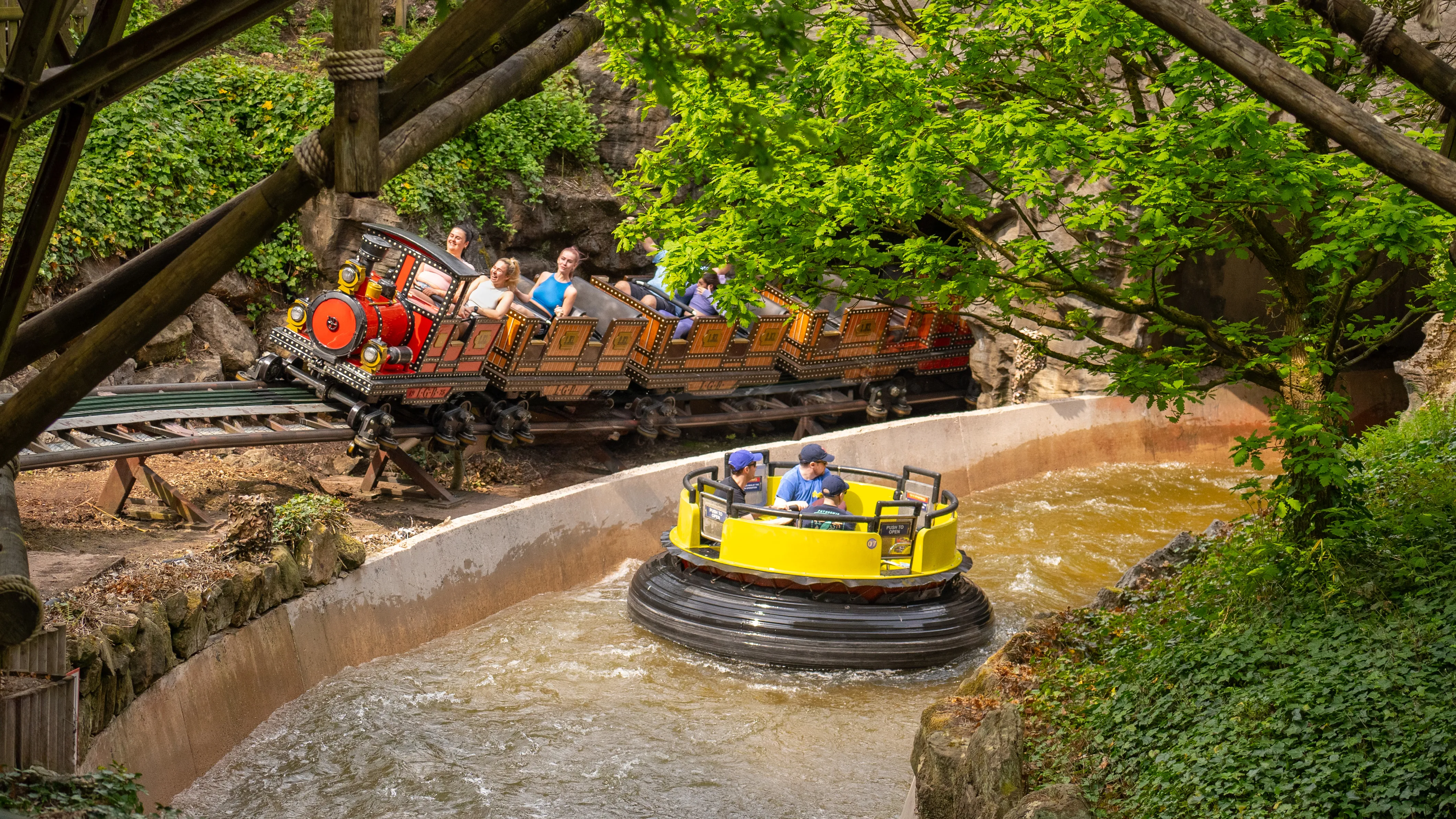 Runaway Mine Train adjacent to Congo River Rapids