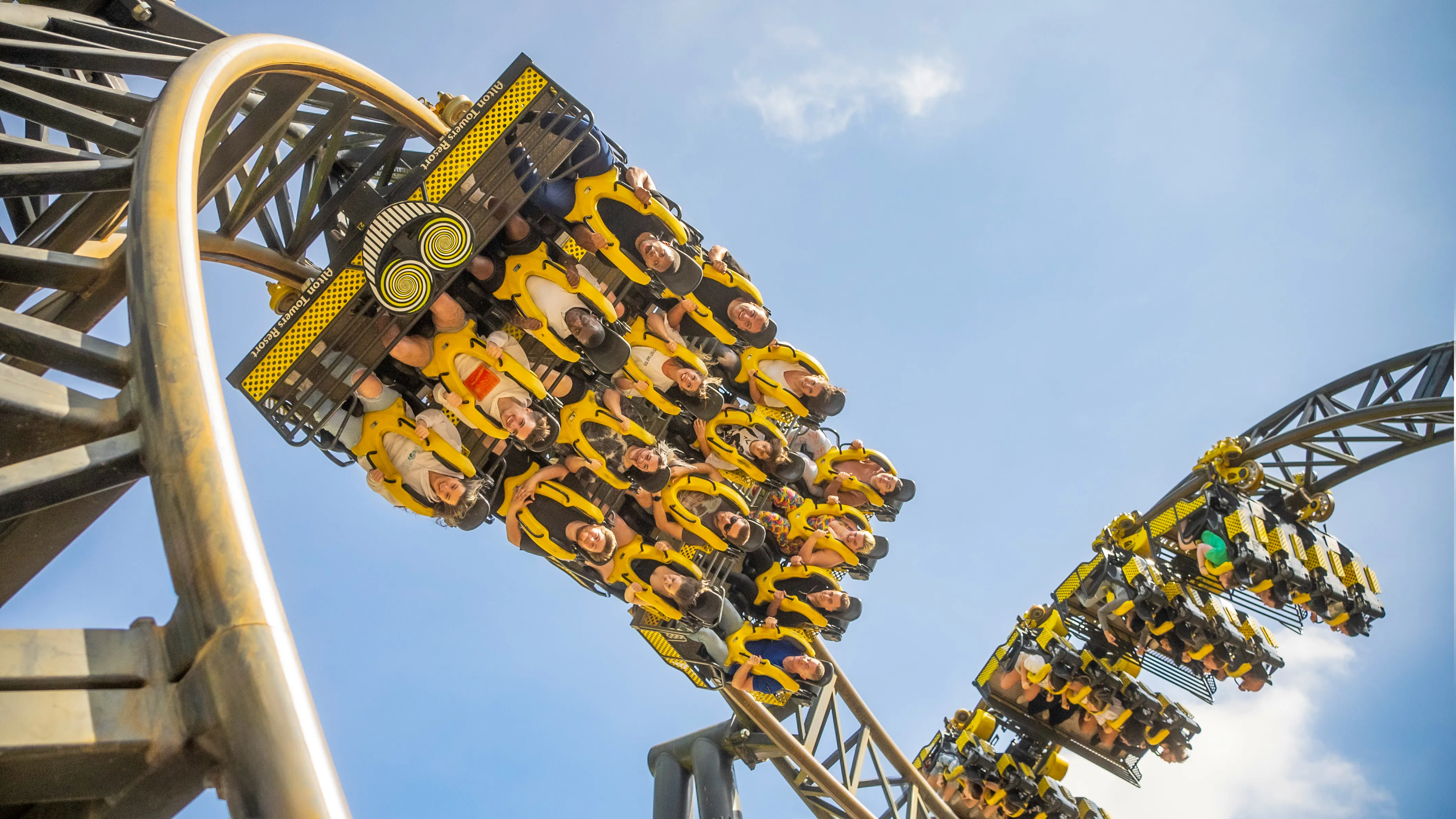 People on The Smiler at Alton Towers Resort